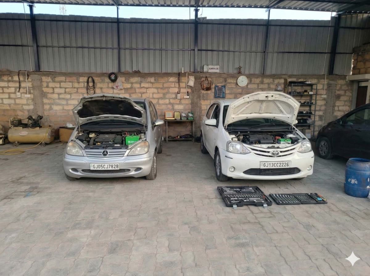 Multiple cars being serviced at our garage